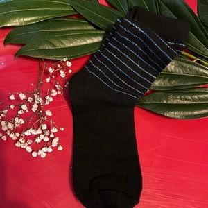 Black with blue silver stripes shiny socks size 5-9 women